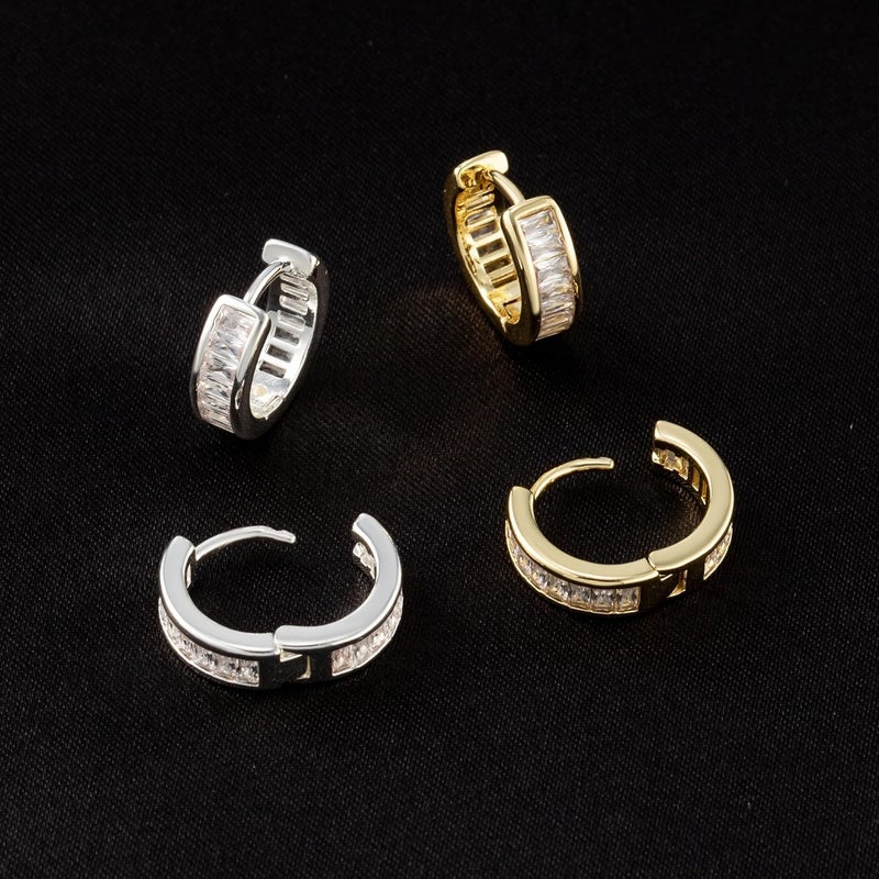 Txdvbls Store أقراط هووب للرجال | أقراط هاجي مطلية بالذهب عيار 14 قيراط، خفيفة الوزن ومزينة بحجر CZ لمستخدمي الأذن الحساسة - Image 4